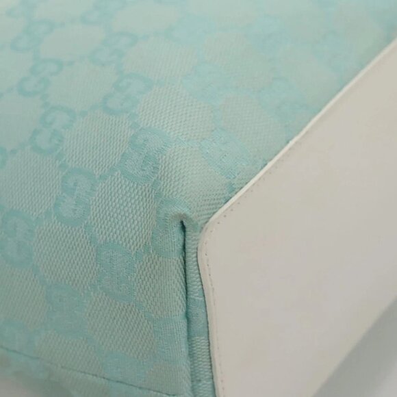 GUCCI GG Canvas Tote Bag Light Blue Gold 002 1099 Auth BA1517 - Picture 2 of 16